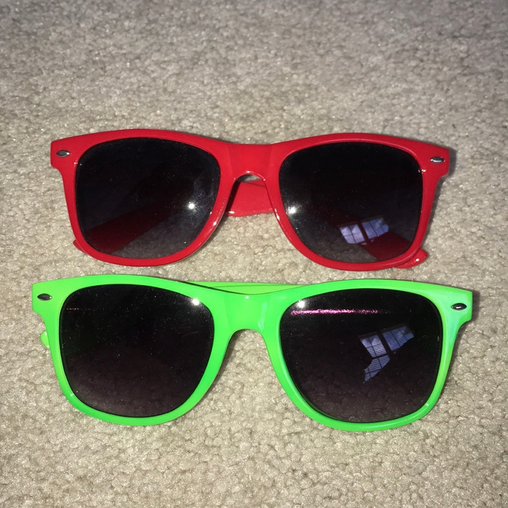 RED AND GREEN SUNGLASSES-BARELY WORN